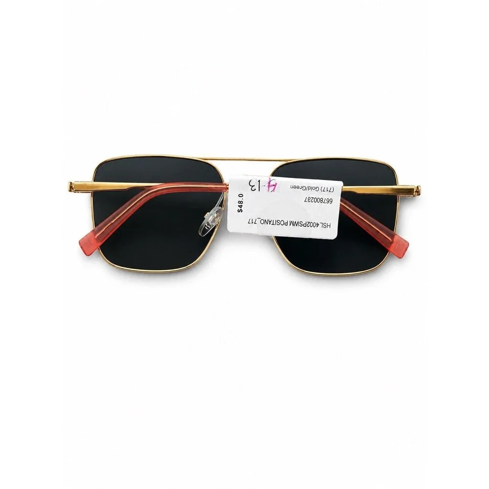 Hurley Polarized Aviator Sunglasses Gold Frame Black Lenses UV400 NWT